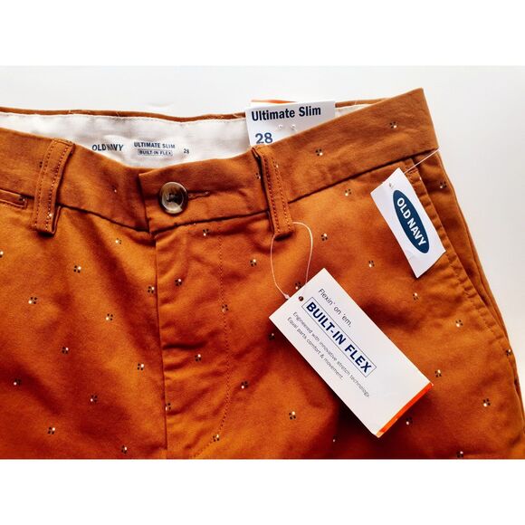 Old Navy Ultimate Slim Built-In Flex Roasted Pumpkin Men's Shorts S28 NWT $29.99 - Picture 4 of 6